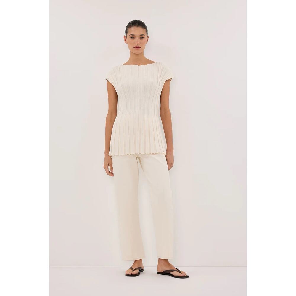 DISSH 100% Cotton Finn Cream Twisted Seam Jeans Womens 6 Straight Leg Natural